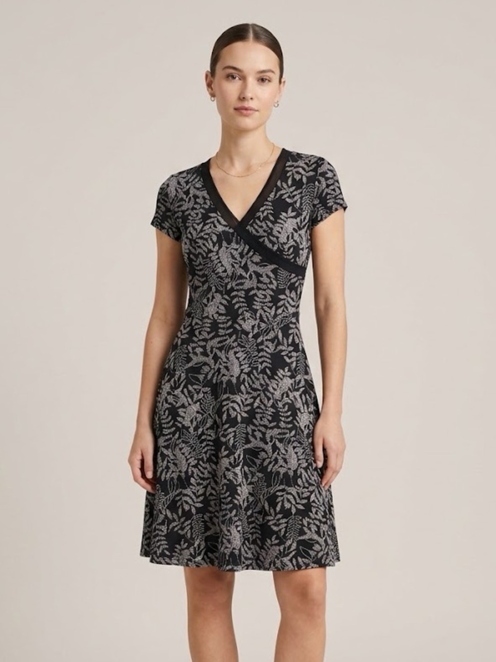 Women’s Black Floral Fit-and-Flare Dress
